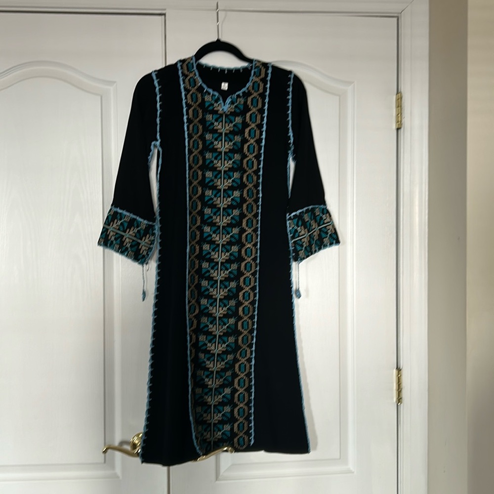 Preowned Blue and Black Kids Abaya Size 5